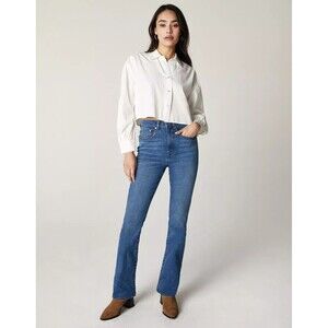 Anthropologie Unpublished Blue Jeans CHLOE High-Rise Slim Boot Women 32